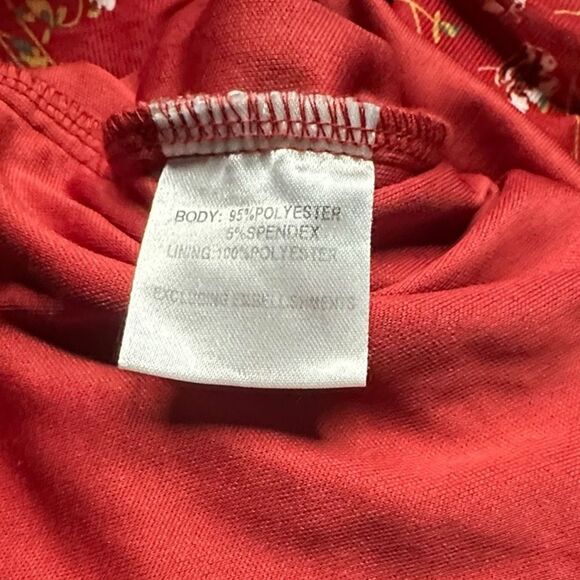 HELLO MOLLY Women’s Red Floral Ruched Bodycon Midi Dress “How Low Can You Go” Si - Picture 6 of 7